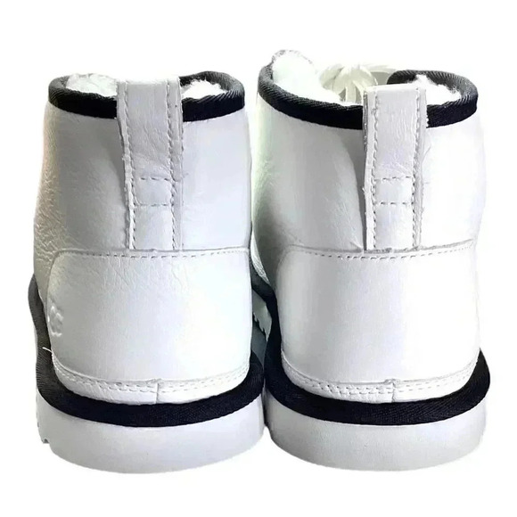UGG Chukka Boots Shoes Mens 12 Black White Neumel Leather Sheepskin Lace Up NEW main image 8